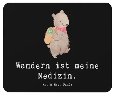 Produktbild von Mr. & Mrs. Panda Mauspad Bär Wandern - Schwarz - Geschenk, Spazieren, Freizeitsport, pc mousepad, computermatte, Natur Entdecken, laptop, Bergsteigen, Sport, Outdoor