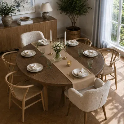 Productafbeelding van Tafelkleed van 40 x 150 cm, geschikt voor keuken en eettafel, in lichtbruin