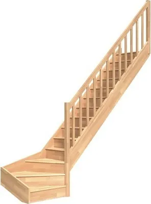 Produktbild von Pertura Wangentreppe Elenie Buche Leimholz Mit Setzstufen Seitenwange buche 1/4-gewendelt unten rechts 83,5 cm 16 Stufen