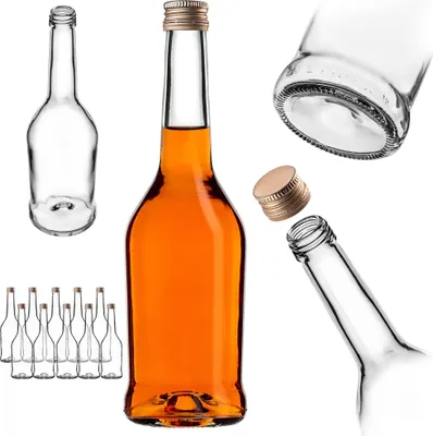 Produktbild von KADAX Likörflaschen 500ml, 10 Stück, Leere Flaschen zum Befüllen von Öl, Essig, Likör, Wein und Schnaps, Glasflaschen, Schnapsflaschen, Saftflaschen (Gold)