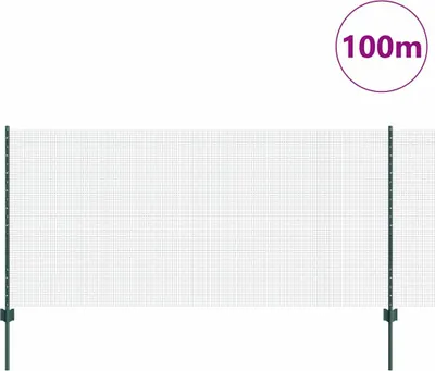Zdjęcie produktu dla VidaXL Zgrzewany ogrodzenie z drutu z słupkami, 100 x 1 m, kolor zielony, siatka