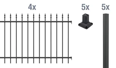 Image de Au-sh 510886 Kit de clôture Chaussee, noir mat plastifié,