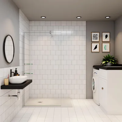 Produktbild von Duschspa Walk-In Dusche 100x200cm mit Glas-Ablage Chrom glänzend Duschwand 8mm NANO ESG‑Glas mit 90cm Stabilisator