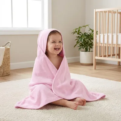 Immagine prodotto di Asciugamano in spugna con cappuccio per neonati New Baby 100x100 cm rosa