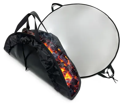 Produktbild von Relaxdays feuerfeste Unterlage, rund, Grill & Feuerschale, Ø 60 cm, Brandschutz-Unterlage Boden, 5-lagig, schwarz/silber