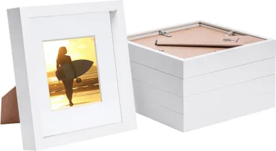 Produktbild von 5x weiß 8 "x 8" 3D Box Fotorahmen mit weiß 4 "x 4" montieren - stehend hängend handwerk schattenbildanzeige - von nicola frühling