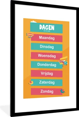Produktbild von MuchoWow® MuchoWow® Gerahmtes Poster Kinderzimmer - Tage - Pädagogisch - Mädchen - Jungen - Kinder - Kinder 60x90 cm - Poster mit zchwarzem Bilderrahmen - Dekoration - Wandposter Wohnzimmer - Hochwert