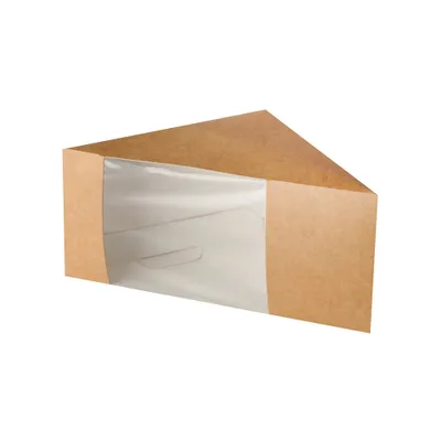 Produktbild von Sandwichboxen, Pappe mit Sichtfenster aus PLA 12,3 cm x 12,3 cm x 8,2 cm braun