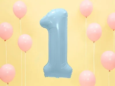 Produktbild von Folienballon Zahl "1", 86cm, blau, 1 Stk.