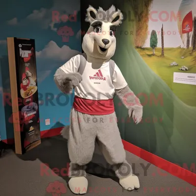 Produktbild von Graues REDBROKOLY Lama-Maskottchenkostüm mit Jogginghose und Kummerbund