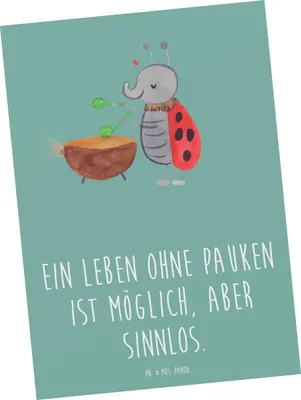 Produktbild von Mr. & Mrs. Panda Postkarte Pauken Leben - Meeresbrise - Geschenk, Musiker, Instrument, Schlagzeug, Grußkarte, Orchester, Lernen, Musik, klassische, Postkarten, Fotokarte