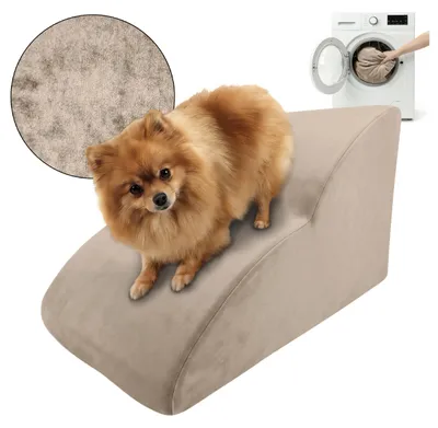 Produktbild von Muralo Treppe für Hund und Katze RAMPE HUNDETREPPE Treppe für Haustiere 2 Stufen Beige Royal Stoff