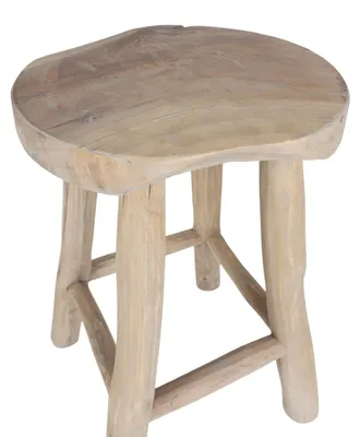 Produktbild von Rustikaler Teakholz Hocker Sitzhocker Holzhocker Blumenhocker Beistelltisch Deko