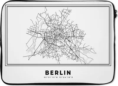 Produktbild von MuchoWow® Laptop Hülle 13 Zoll Schwarz und weiß - Deutschland - Karte - Stadtplan - Berlin Laptoptasche - Laptophülle - Sleeve - Rundumschutz