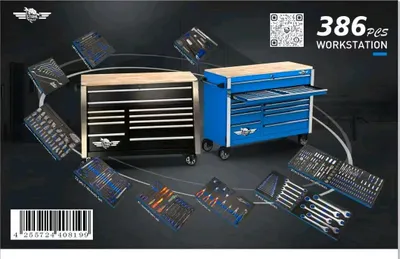 Produktbild von Werkstattwagen, 11 Schubladen, davon 9 bestückt, Serie Jumbo, schwarz