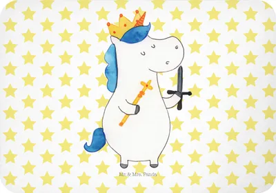 Produktbild von Mr. & Mrs. Panda Kühlschrankmagnet Einhorn König mit Schwert - Weiß - Geschenk, Ritter, tafelmagnet, Unicorn, küchenmagnet, Mittelalter, Notizhalter, magnet, Einhörner