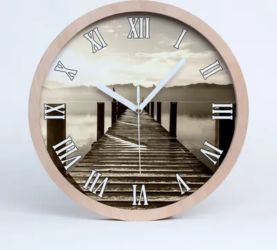 Produktbild von Holzuhr 30fi cm wanduhr - weiße Spitzen - Holzsteg