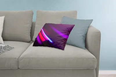 Produktbild von MuchoWow® Zierkissen Sofakissen Wohnzimmer Dekokissen 60x40 cm Geometrie mit violetten Lichtstreifen - Kopfkissen - Polster mit Foto