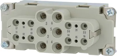 Produktbild von HARTING Han K6/12 Buchseneinsatz (F) Axialschraub- / Schraubanschluss, 18-polig 6/12+PE 690V Steuerkontakt 230V/400V,