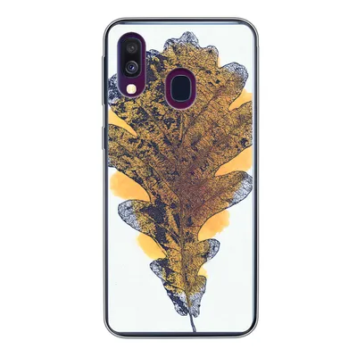 Produktbild von MuchoWow® Handyhülle Schutzhülle Hülle für Samsung Galaxy A40 Aquarell - Orange - Eichenblatt Silikon Softcase Handy Hülle - Handy-Tasche