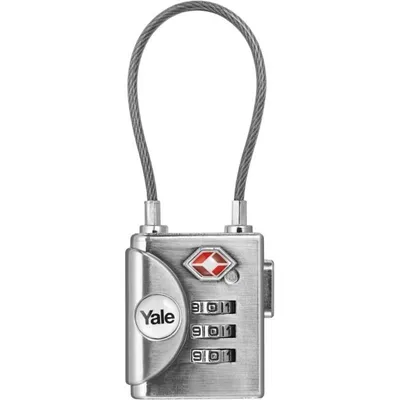 Immagine prodotto di Lucchetto da viaggio con combinazione numerica Yale TSA YTP3/32/350/1 con clip in filo metallico, argento