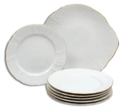 Produktbild von Bernadotte, Torten-Set, weiß, goldfarbener Streifen, 7-teilig