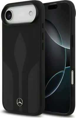 Immagine prodotto di Custodia Mercedes MagSafe iPhone 17 Air in vera pelle nera logo stella metallo