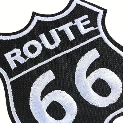 Produktbild von GKA 02 Route 66 USA Aufnäher aufbügeln Stickerei Bügelbild Patch Aufbügler Applikation Bügelflicken 9 x 7,5 cm gestickt