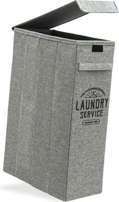 Produktbild von 50L Wäschekorb mit Deckel - 20x40x60 Wäschesammler Schmal - Wäsche Nischenregal