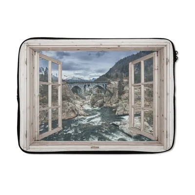 Produktbild von MuchoWow® Laptop Hülle 14 ZollAussicht - Brücke - Wasser Laptoptasche - Laptoptasche - Stoßsicher - Schutzhaube