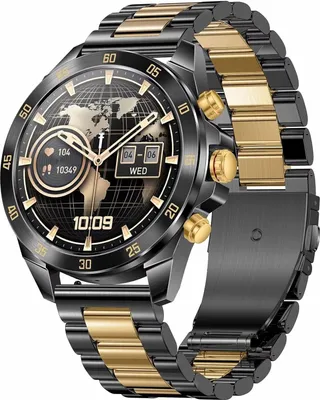 Produktbild von Smartwatch Herren Metallarmband Gold Silber Schwarz Edelstahl, Robust, Gesundheitsuhr mit Blutdruckmessung, Telefonfunktion, Pulsuhr für Android, iOS