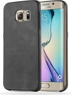 Produktbild von Cadorabo Schutzhülle für Samsung Galaxy S6 EDGE Hülle in Schwarz Hard Case Handyhülle Kunstleder Etui