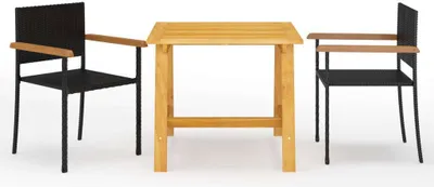 Produktbild von The Living Store 3-tlg. Garten-Essgruppe Schwarz