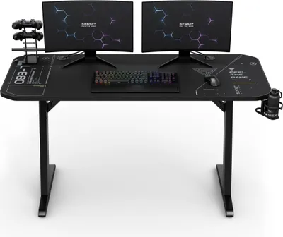 Produktbild von SENSE7 Nomad Cybernetic Gaming Tisch Schreibtisch 140x60 cm XXL - Mauspad Computertisch PC Tisch Gamer Desk Zocker Tisch Kabelmanagement Headsethalter