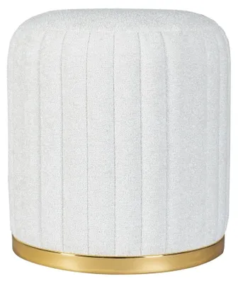 Produktbild von Pouf Doric weiß-gold aus Stoff mit Metallfuß