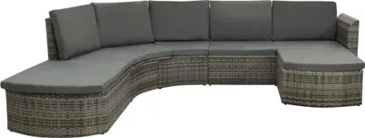 Produktbild von vidaXL 4-tlg. Garten-Lounge-Set mit Auflagen Poly Rattan Grau
