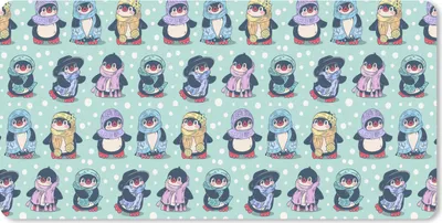 Produktbild von MuchoWow® Schreibtischunterlage Gestaltung - Winter - Pinguin 80x40 cm - XXL Mauspad - Gaming Mauspad