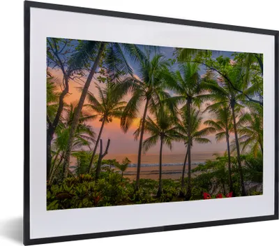 Produktbild von MuchoWow® MuchoWow® Gerahmtes Poster Palme - Tropisch - Meer 40x30 cm - Poster mit zchwarzem Bilderrahmen - Bilderrahmen - Poster im Rahmen