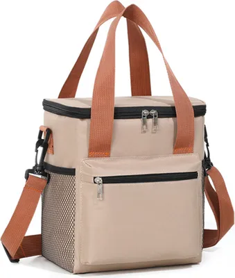 Produktbild von Isolierte Lunchtasche, 550 ml, auslaufsichere Kühltasche mit Netztaschen, Thermo-Lebensmittel-Tragebox für Arbeit, Schule, Picknick