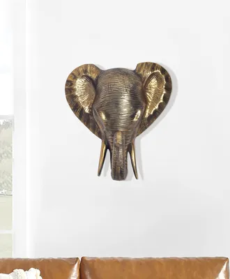 Obrázok produktu pre WOHNLING Nástenná dekorácia Slon 41 cm Hliníková zlatá Afrika Domáce dekorácie Moderné