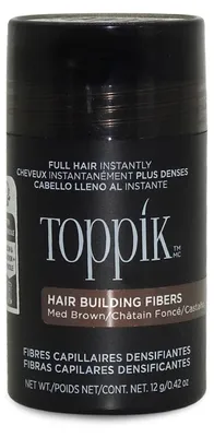 Produktbild von Toppik Haarfasern zur Haarverdichtung, Ansatzpuder und Streuhaar für Haarausfall und sofort volleres Haar, kaschiert lichte Stellen, natürlicher Look, einfach anzuwenden, Mittelbraun, 12g