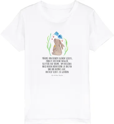 Produktbild von Mr. & Mrs. Panda Organic Kinder T-Shirt Hase Blume 5-6 Jahre (110/116) - Weiß - Geschenk, Geburtstag, Kaninchen, Kinder-T-Shirt, Ostern, Schwangerschaft, Kindershirt