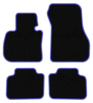Productafbeelding van Velours automatten voor BMW 2 F45 vanaf 2015 – 4-delig, zwart/blauw, op maat – Wielganizator CARLUX