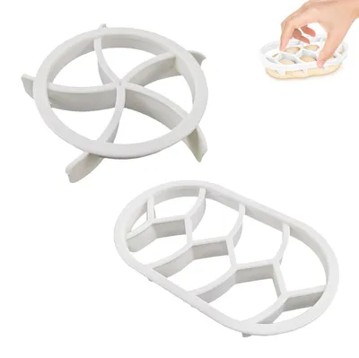 Produktbild von 2-teiliges Brötchenstempel-Set, 1 Set aus Brötchenstempeln, Keksausstechern, Brotausstechern und Gebäckformen aus Kunststoff zum Backen zu Hause (weiß)