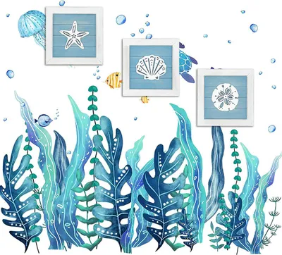 Image de Décoration murale de plage sur le thème de l'océan Art mural 3D avec étoile de mer Coquillage Dollar des sables Plage vintage Décoration de salle de bain à la maison