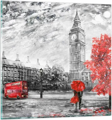 Produktbild von Bilder auf glas - London Bus - 70x70cm - Glasbilder - Wandbilder - Bilder - Kunstdruck - zum Aufhängen bereit - Wanddekoration aus Glas - Glas Bilder - Wandbild auf Glas - Einteilig - GAC70x70-3866