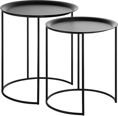 Produktbild von BELIANI Beistelltisch 2er Set Schwarz Pulverbeschichtetes Universelle Konstruktion Couchtische Metall Rund Modern