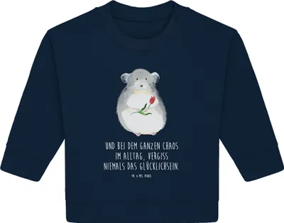 Produktbild von Mr. & Mrs. Panda Organic Baby Pullover Chinchilla Blume 6. - 12. Monat - French Navy - Geschenk, Chaos, Lustige Sprüche, Bullover, Liebeskummer, Büro, Kummer, Chinchillas