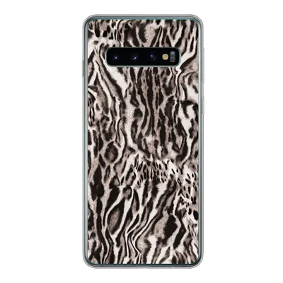 Produktbild von MuchoWow® Handyhülle Schutzhülle Hülle für Samsung Galaxy S10 Pantherdruck - Formen - Schwarz - Braun Silikon Softcase Handy Hülle - Handytasche