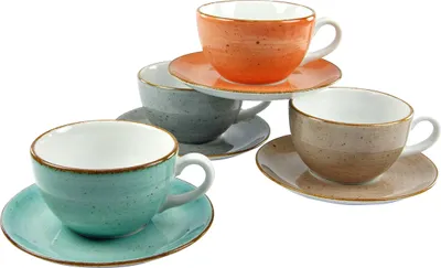 Produktbild von Creatable Porzellan Kaffeetassen-Set Vintage Nature Bunt, 8-tlg (4 Kaffeetassen, 4 Untertassen), 18 cl